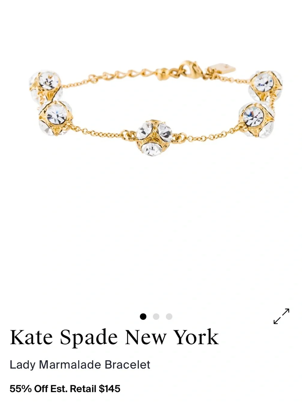 kate spade Gold-Tone Crystal Sphere Charm Bracelet - Picture 2 of 2